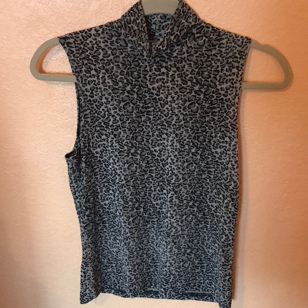 leopard print turtle neck blouse